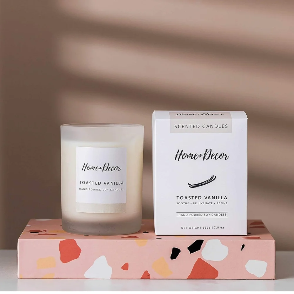 [NIB] Home Decor - Organic Scented Aromatherapy Candle Wood Wick Toasted Vanilla